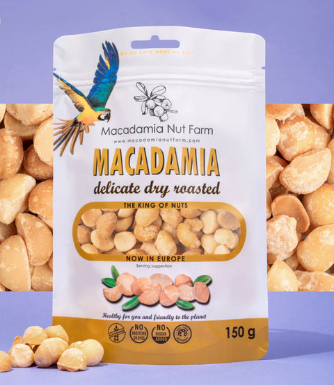 Skrudinti makadamijų riešutai, 150 g namai be gliuteno