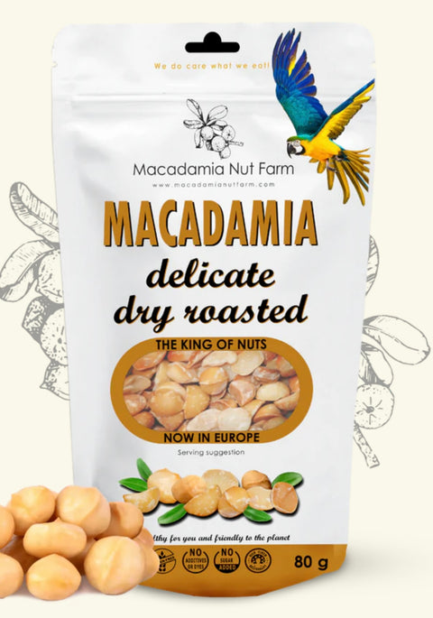 Skrudinti makadamijų riešutai, 150 g namai be gliuteno
