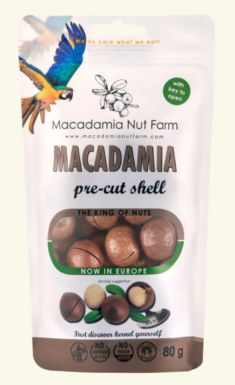 Įpjauti makadamijų riešutai, 180 g