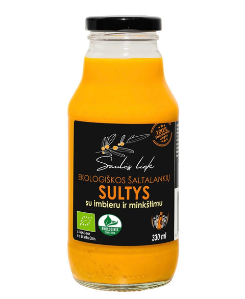 Ekologiškos šaltalankių sultys su imbieru, 330 ml