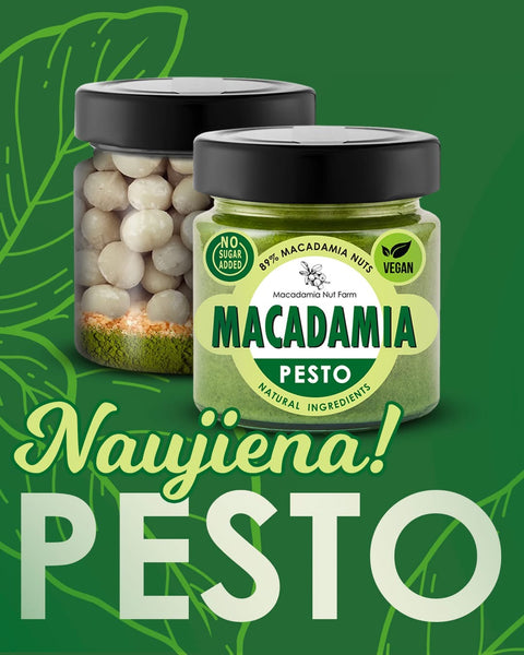 Makadamijų riešutų kremas PESTO be gliuteno vegan