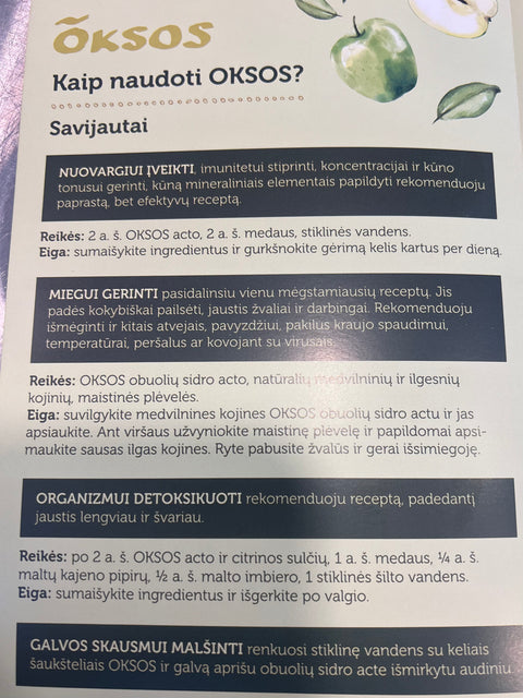 OBUOLIŲ SIDRO ACTAS "Oksos" 500 ml