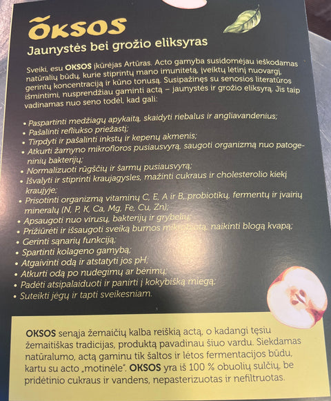 OBUOLIŲ SIDRO ACTAS "Oksos" 500 ml