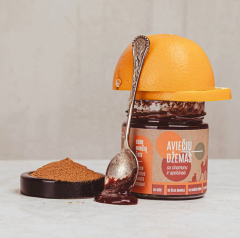 Aviečių džemas su cinamonu ir apelsinais, 230g
