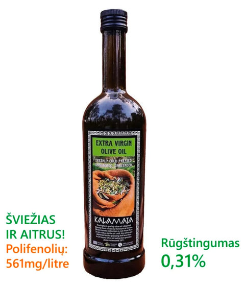Ankstyvo derliaus, aitrus, ypač tyras, alyvuogių aliejus, Kalamata