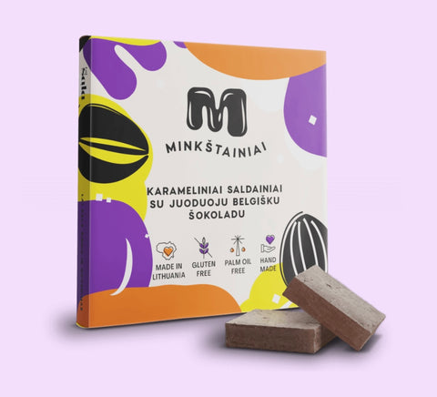 Karameliniai saldainiai su juoduoju Belgišku šokoladu
