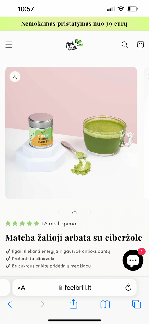 Matcha žalioji arbata su ciberžole, 50 g feel