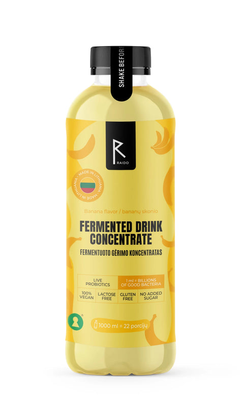 Fermentuotas bananų skonio gėrimo koncentratas, 1000 ml