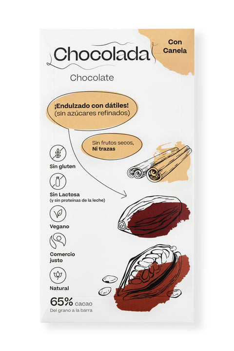 Šokoladas “Gguni” su Cinamonu, saldintas datulėmis, 65%