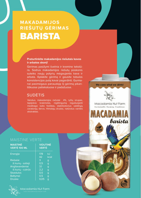 Makadamijos riešutų gėrimas BARISTA, 1 litras